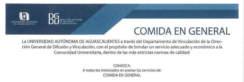 Convocatoria Servicios Concesionados – Comida en General