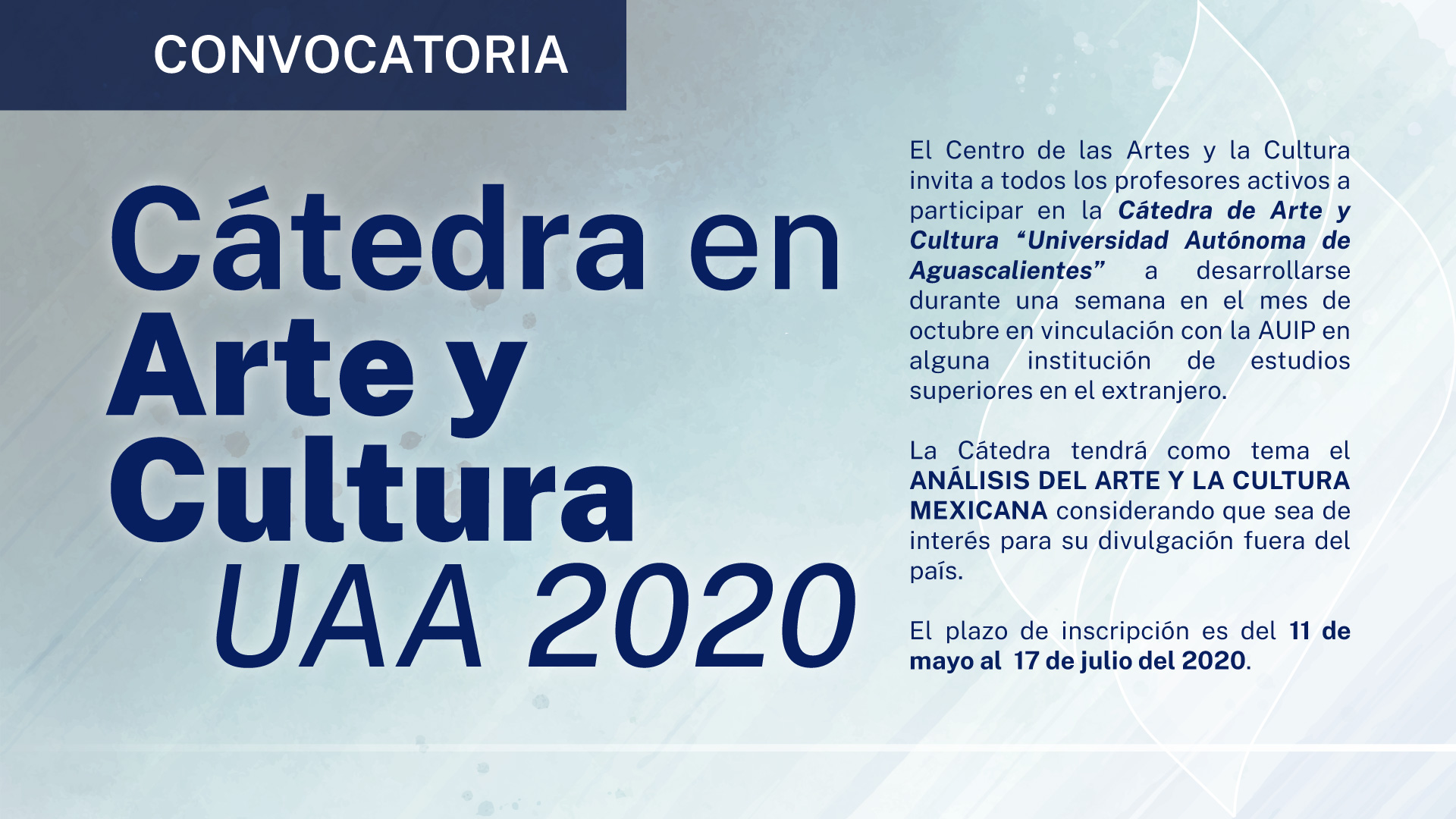 Cátedra en Arte y Cultura UAA 2020