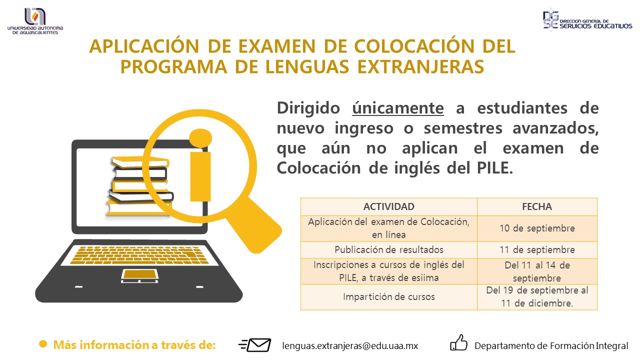 Aplicación de Examen de Colocación del Programa de Lenguas Extranjeras