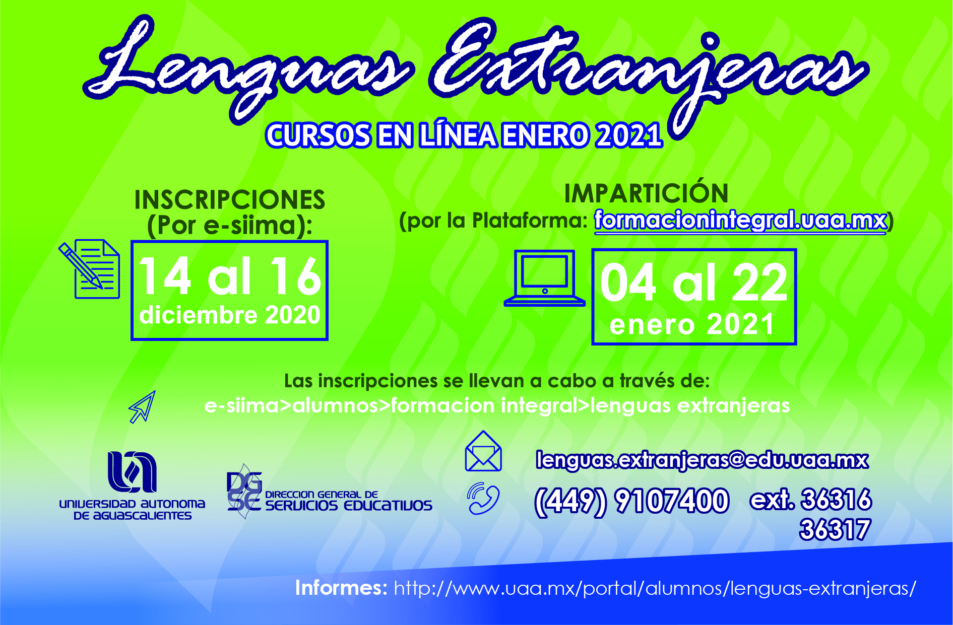 Cursos Intensivos del Programa Institucional de Lenguas Extranjeras Enero 2021