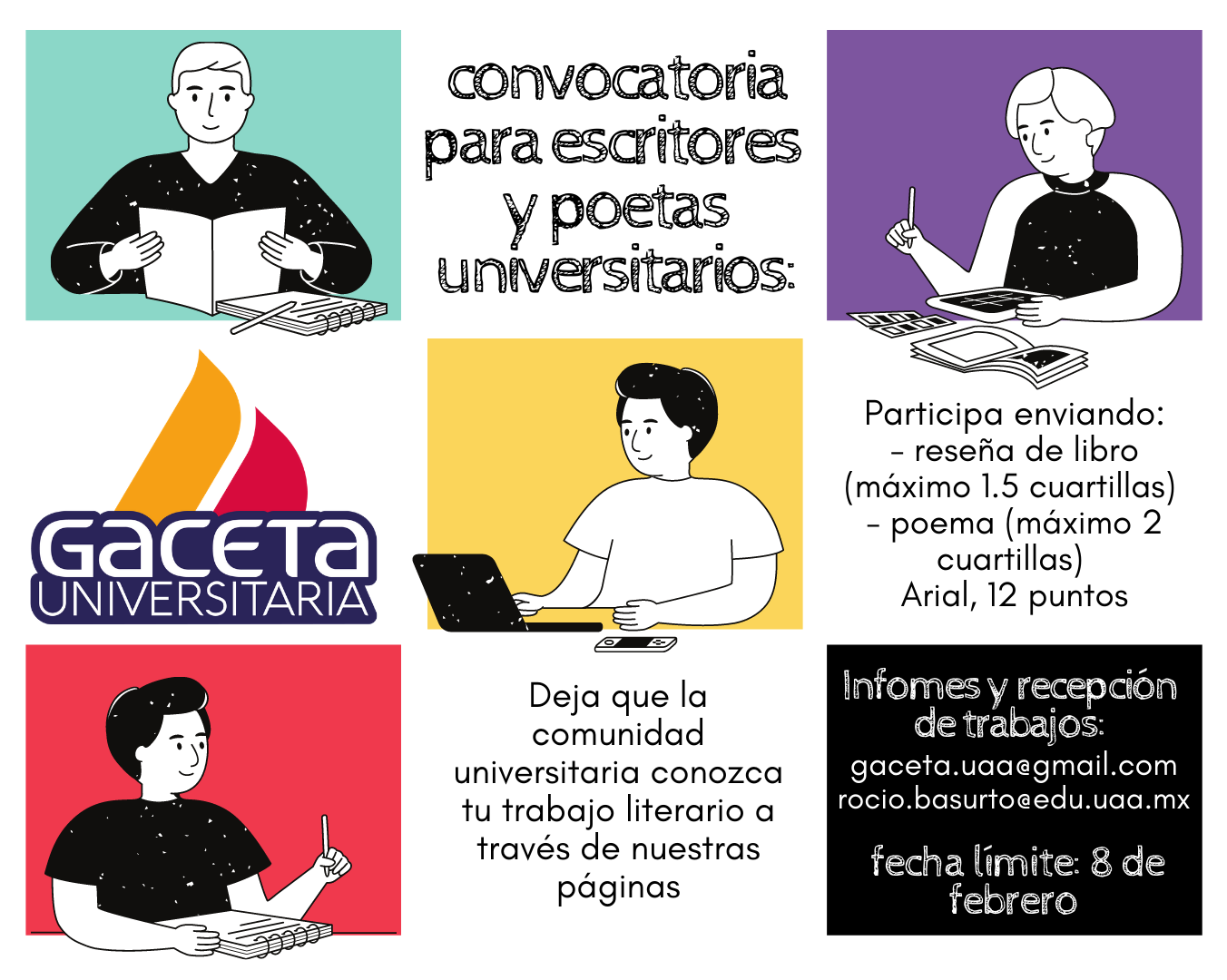 Convocatoria colaboraciones (reseña y poemas) para Gaceta Universitaria