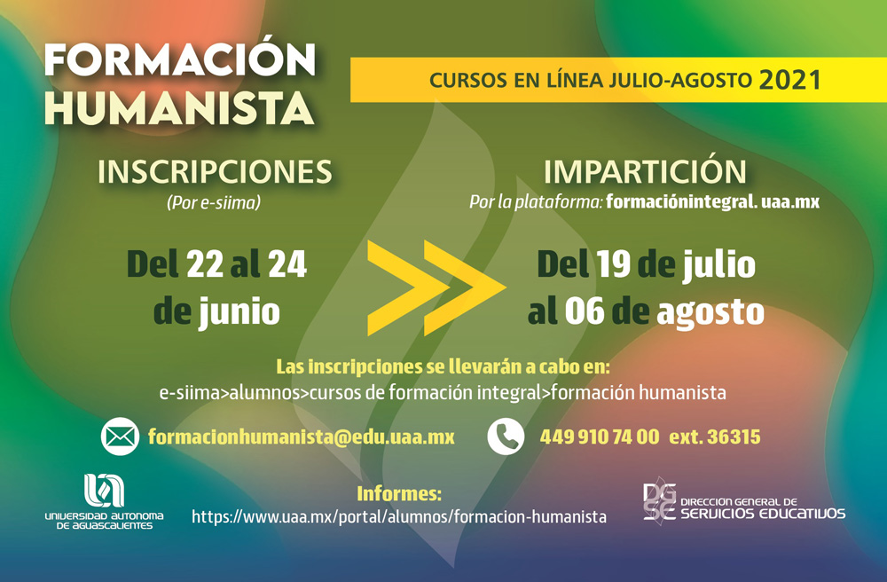 Cursos intensivos de Formación Humanista julio-agosto 2021