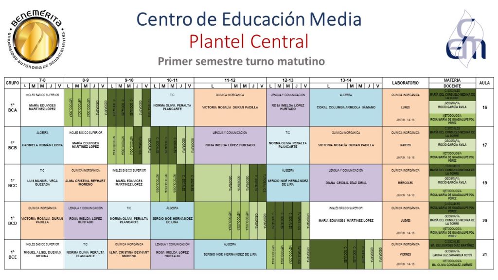 Calendario y Horarios UAA Universidad Autónoma de Aguascalientes