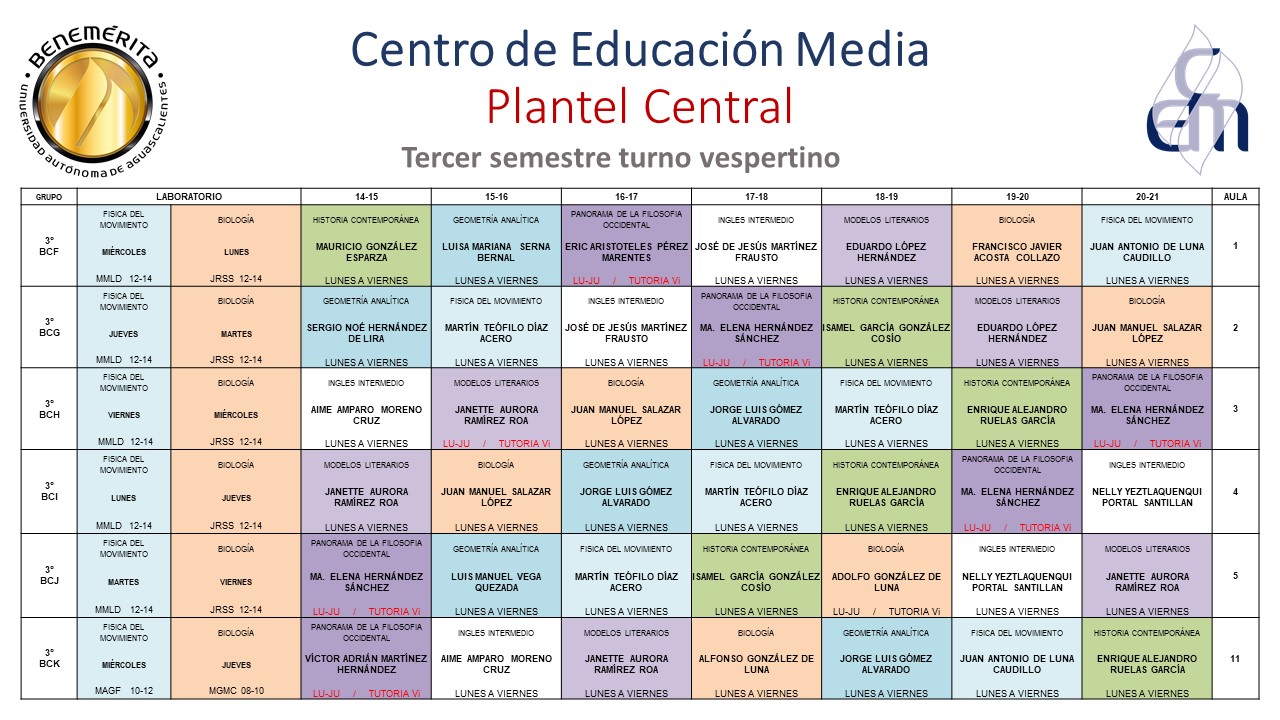 Calendario y Horarios UAA Universidad Autónoma de Aguascalientes