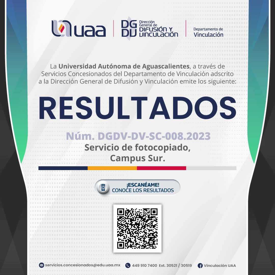 Resultados de Convocatorias Servicios Concesionados – Servicio de fotocopiado, Campus Sur.