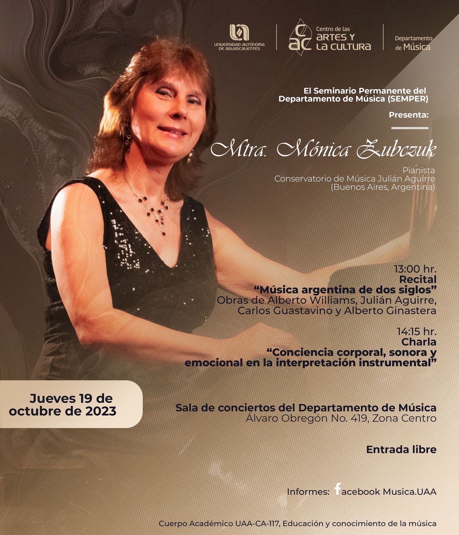 Charla y recital con la pianista Mónica Zubczuk