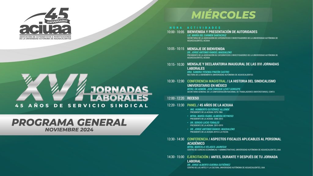 ACIUAA inaugura sus XVI Jornadas Laborales “45 Años de Servicio Sindical”