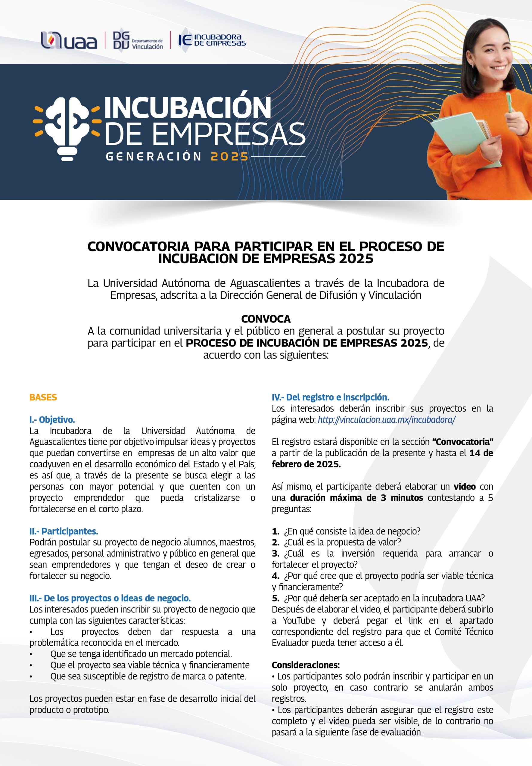 Convocatoria de Incubadora de Empresas